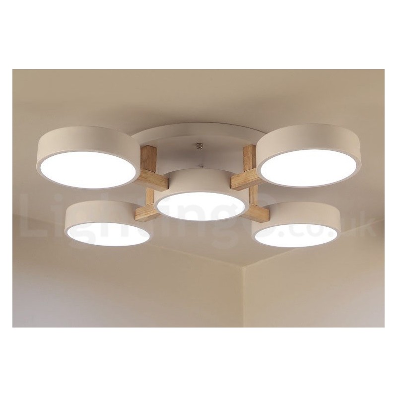 Lampadario moderno nordico in legno con paralume in acrilico