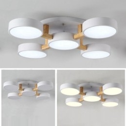 Lampadario moderno nordico in legno con paralume in acrilico