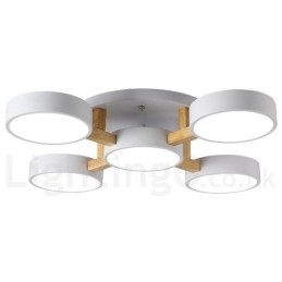 Lampadario moderno nordico in legno con paralume in acrilico