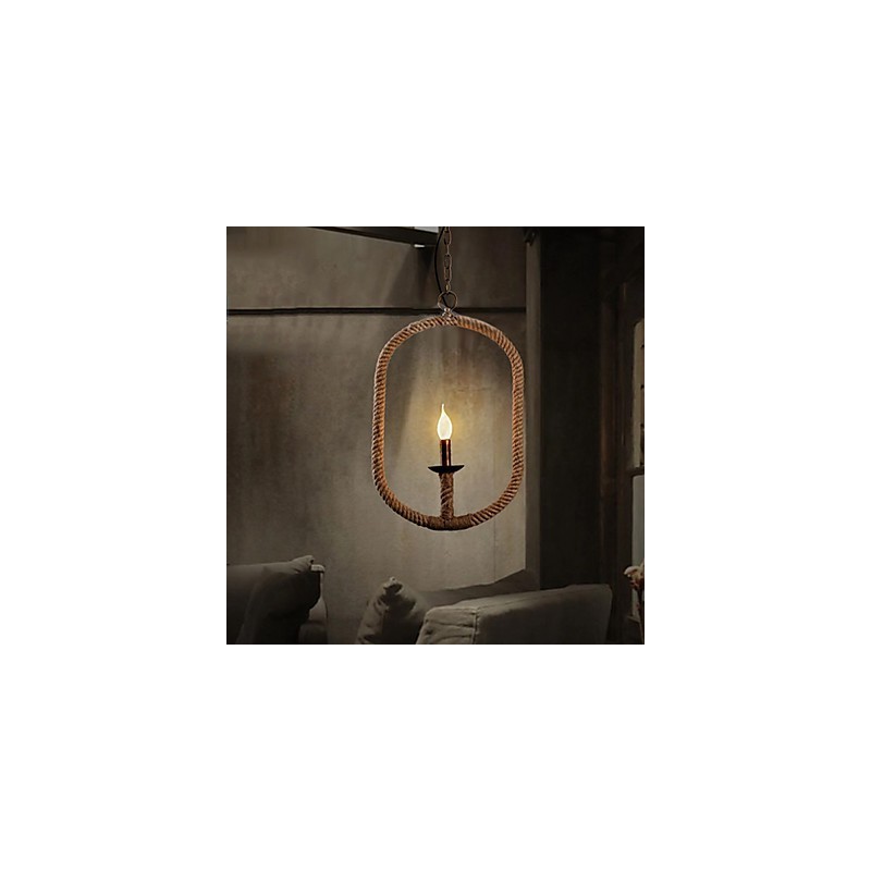 Lampadario retrò in corda di canapa 1 luce stile country