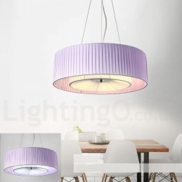 Lampada a sospensione Drum 4 luci con paralume in tessuto