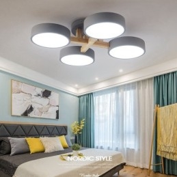 Lampadario moderno nordico in legno con paralume in acrilico