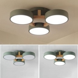 Lampadario moderno nordico in legno con paralume in acrilico