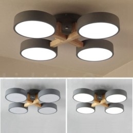 Lampadario moderno nordico in legno con paralume in acrilico