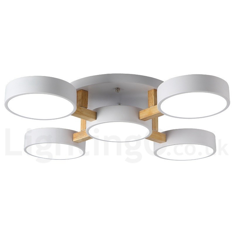 Lampadario moderno nordico in legno con paralume in acrilico