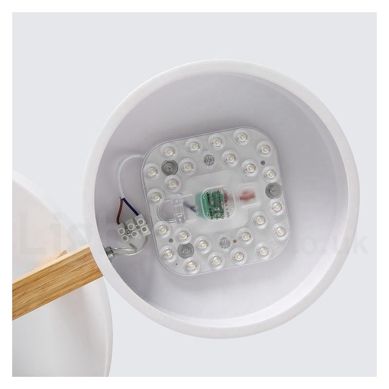 Lampadario moderno nordico in legno con paralume in acrilico
