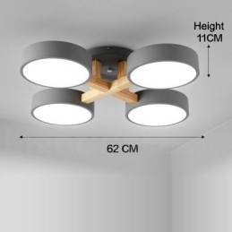 Lampadario moderno nordico in legno con paralume in acrilico