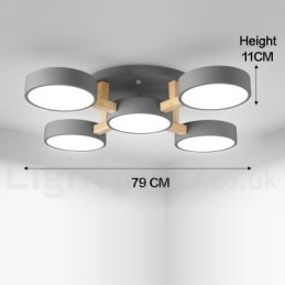 Lampadario moderno nordico in legno con paralume in acrilico