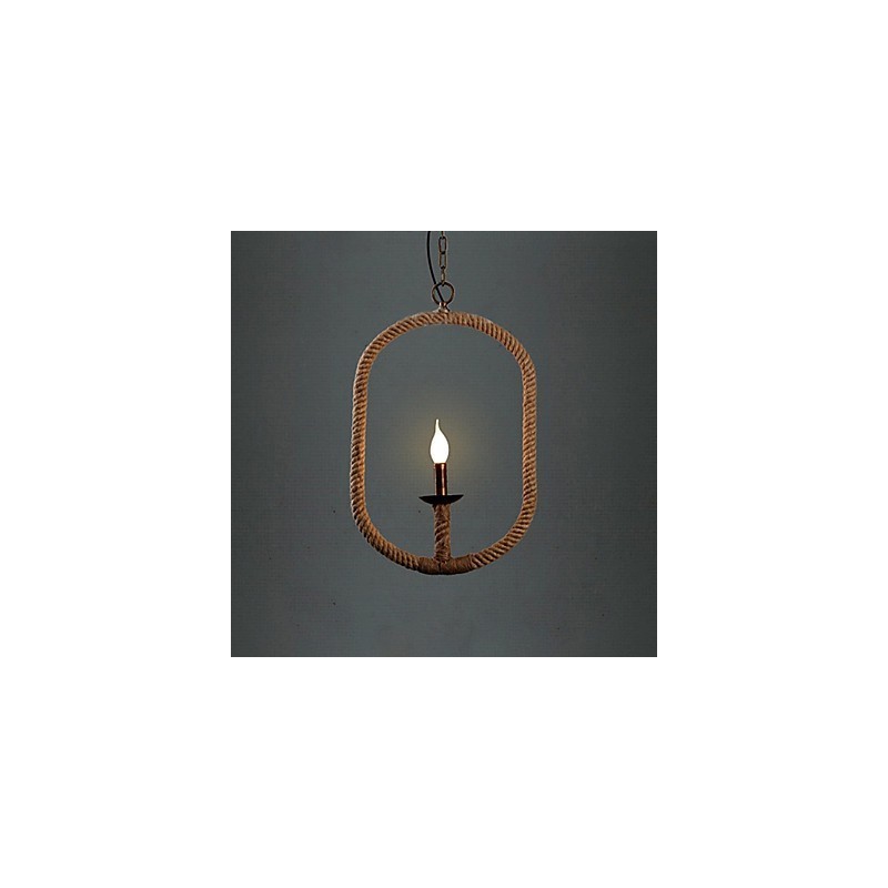 Lampadario retrò in corda di canapa 1 luce stile country