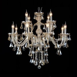 Lampadario moderno in cristallo K9 cognac retrò 12 luci