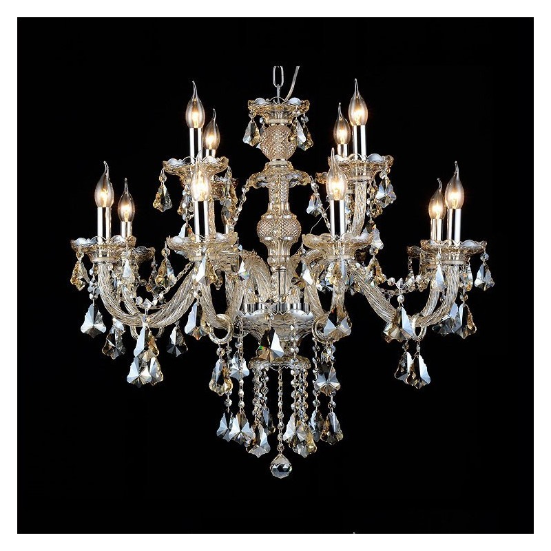 Lampadario moderno in cristallo K9 cognac retrò 12 luci