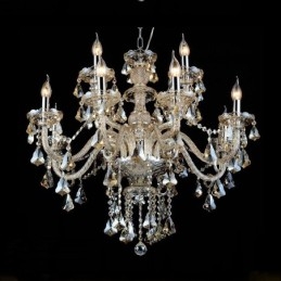 Lampadario moderno in cristallo K9 cognac retrò 12 luci