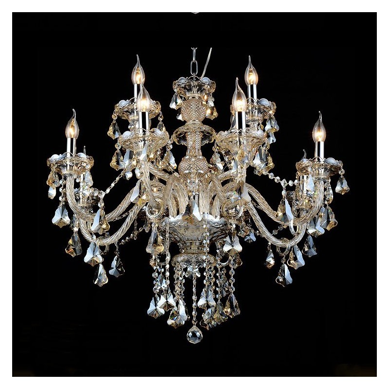 Lampadario moderno in cristallo K9 cognac retrò 12 luci