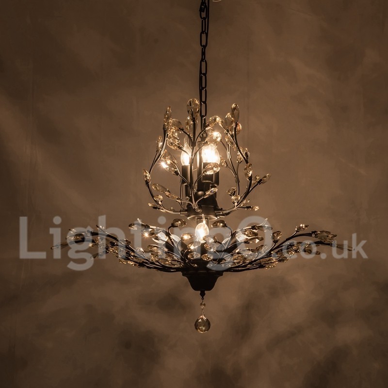 Lampadario moderno in ferro dipinto e cristallo, stile candela, 7/8/10 luci