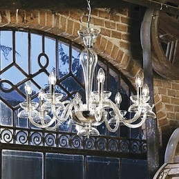 Lampadario classico in cristallo argento 1 livello E12/E14 76x57 cm