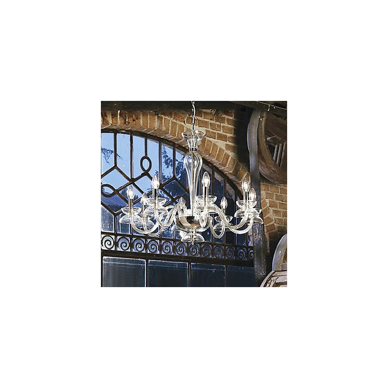 Lampadario classico in cristallo argento 1 livello E12/E14 76x57 cm