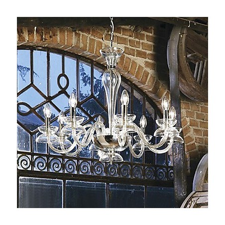 Lampadario classico in cristallo argento 1 livello E12/E14 76x57 cm