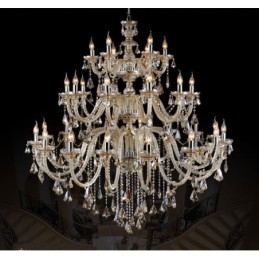 Lampadario moderno in cristallo K9 color cognac retrò a 3 livelli extra large