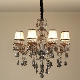 Lampadario a candela in cristallo K9 grigio retrò a 8 luci