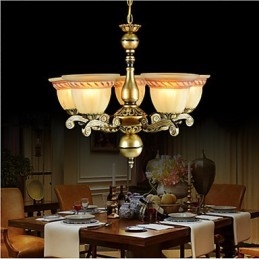 Lampadario classico retrò a 5 luci in bronzo