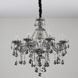 Lampadario a candela in cristallo K9 grigio retrò a 8 luci