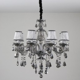 Lampadario a candela in cristallo K9 grigio retrò a 8 luci