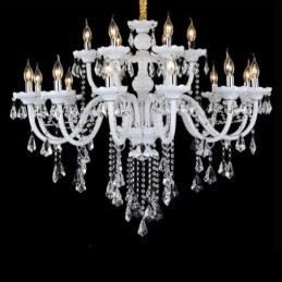 Lampadario a candela in cristallo K9 trasparente bianco retrò 15 luci