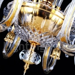 Lampadario a candela in cristallo K9 trasparente oro retrò