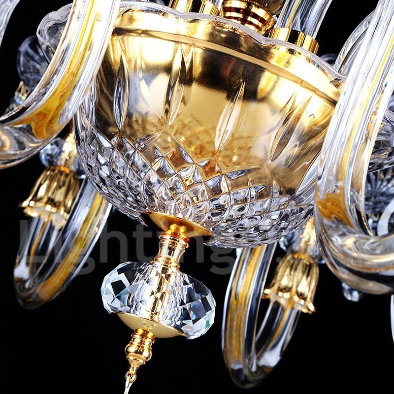 Lampadario a candela in cristallo K9 trasparente oro retrò