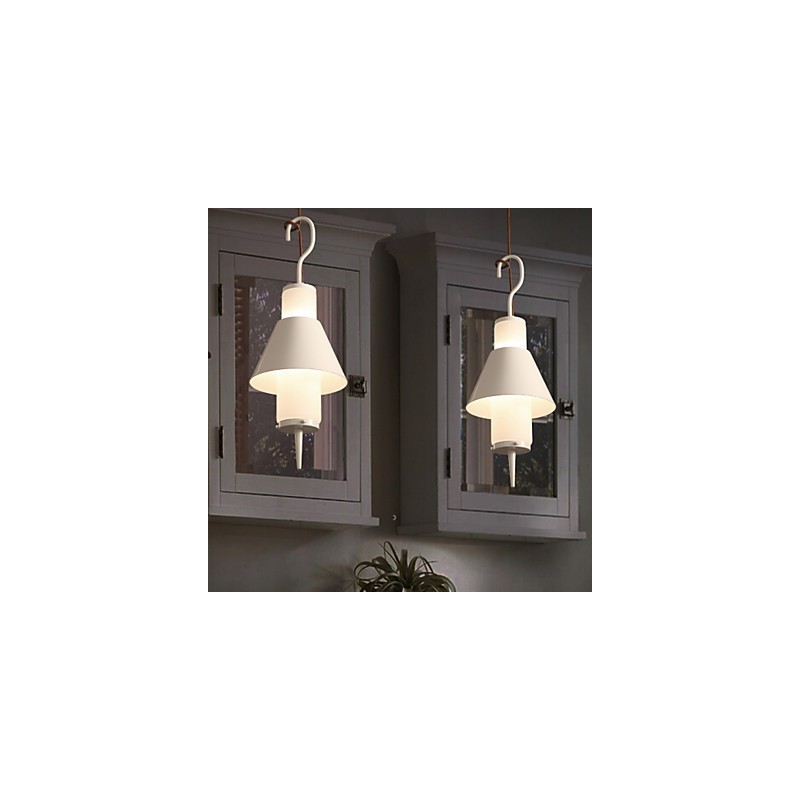 Lampada a sospensione moderna in metallo bianco 2 luci