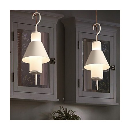 Lampada a sospensione moderna in metallo bianco 2 luci