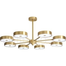 Lampadario rustico in ottone con paralumi in acrilico, LED integrato, 5 luci 73 x 41 cm