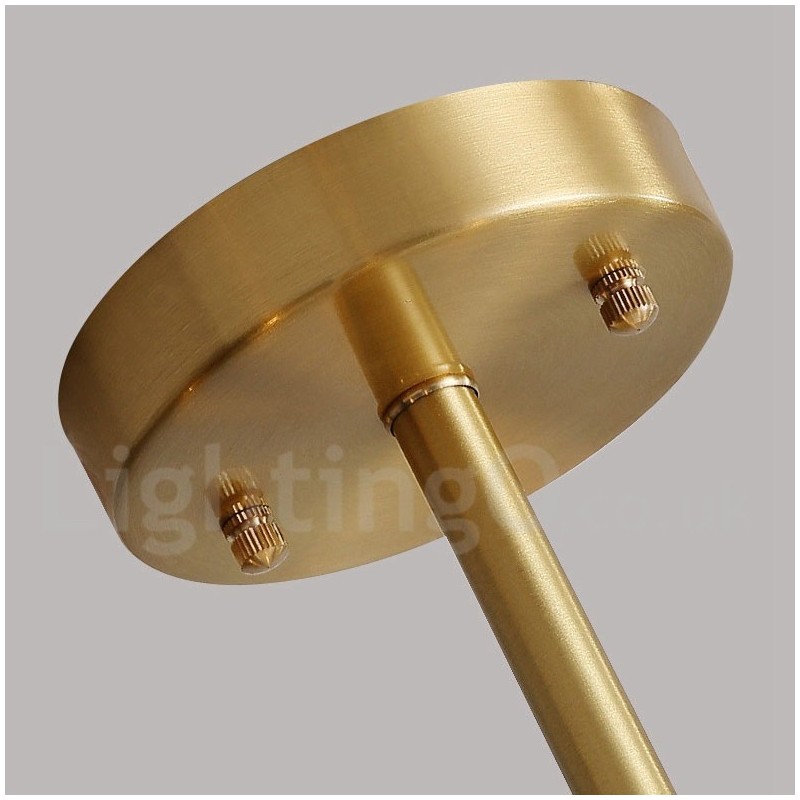 Lampadario rustico in ottone con paralumi in acrilico, LED integrato, 5 luci 73 x 41 cm