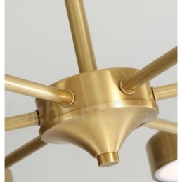 Lampadario rustico in ottone con paralumi in acrilico, LED integrato, 5 luci 73 x 41 cm