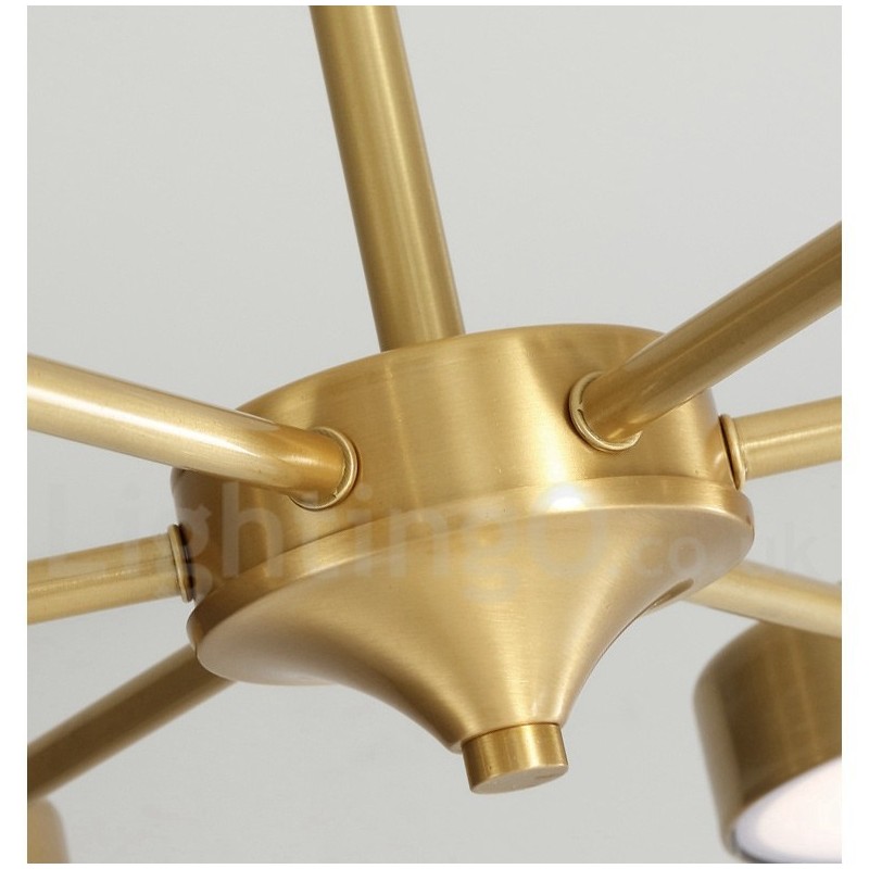 Lampadario rustico in ottone con paralumi in acrilico, LED integrato, 5 luci 73 x 41 cm