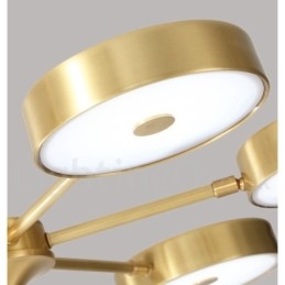 Lampadario rustico in ottone con paralumi in acrilico, LED integrato, 5 luci 73 x 41 cm