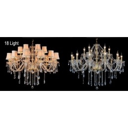 Lampadario di cristallo K9 grande con paralumi color oro