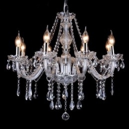 Lampadario in cristallo K9 grande con paralumi a candela Clear Candle