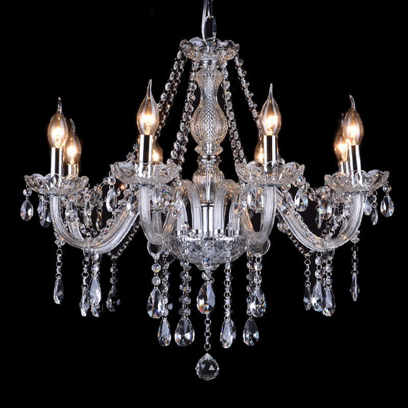 Lampadario in cristallo K9 grande con paralumi a candela Clear Candle