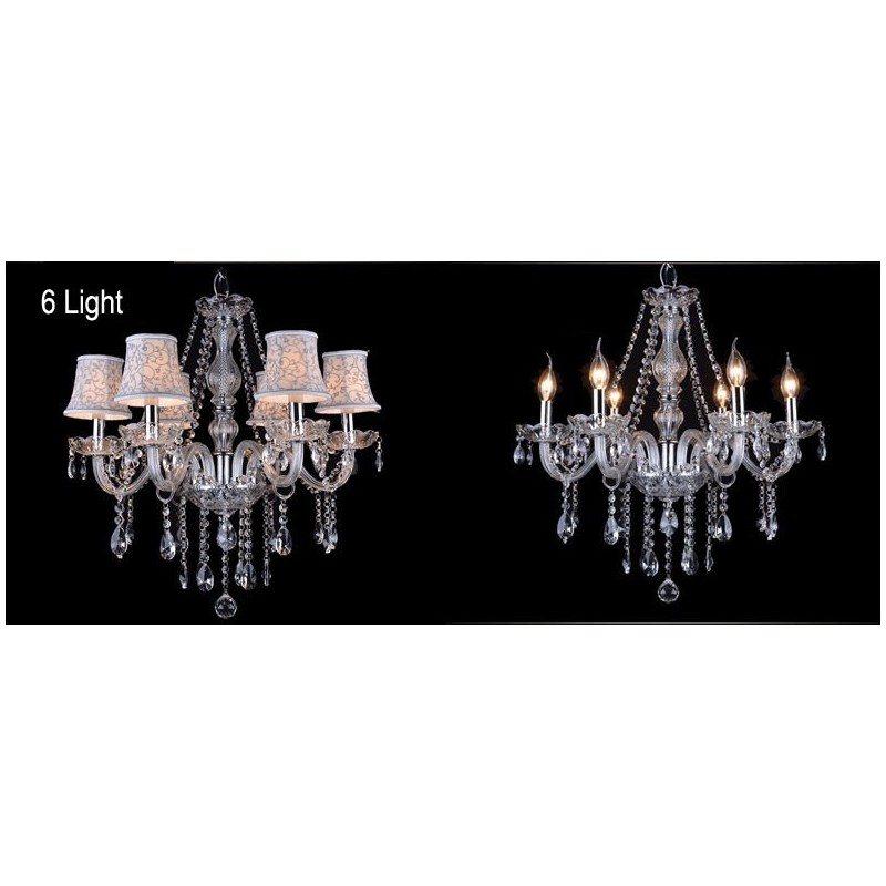 Lampadario in cristallo K9 grande con paralumi a candela Clear Candle
