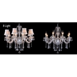 Lampadario in cristallo K9 grande con paralumi a candela Clear Candle