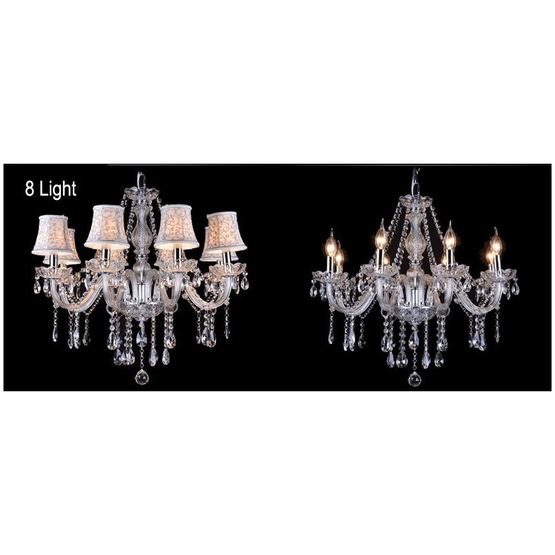 Lampadario in cristallo K9 grande con paralumi a candela Clear Candle