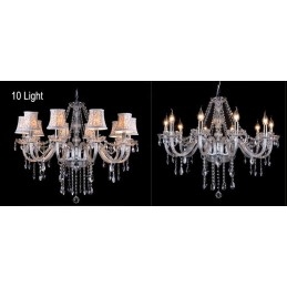 Lampadario in cristallo K9 grande con paralumi a candela Clear Candle