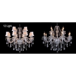 Lampadario in cristallo K9 grande con paralumi a candela Clear Candle