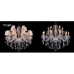 Lampadario in cristallo K9 grande con paralumi a candela Clear Candle