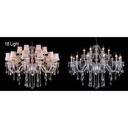 Lampadario in cristallo K9 grande con paralumi a candela Clear Candle