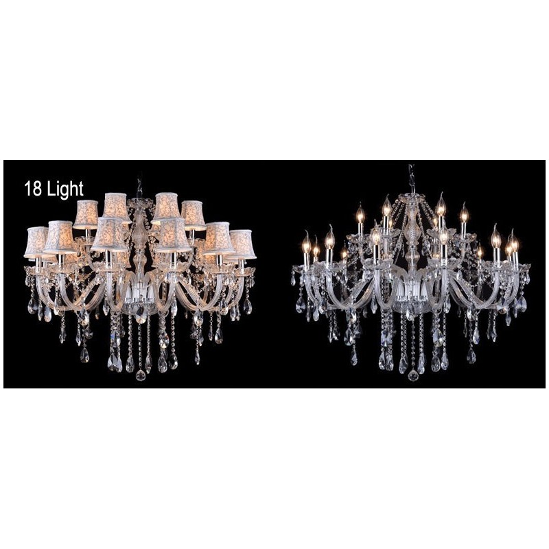 Lampadario in cristallo K9 grande con paralumi a candela Clear Candle
