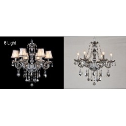 Lampadario di cristallo K9 grande con paralumi grigi