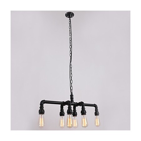 Lampada a sospensione retrò 6 luci in metallo nero