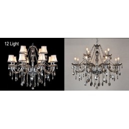 Lampadario di cristallo K9 grande con paralumi grigi